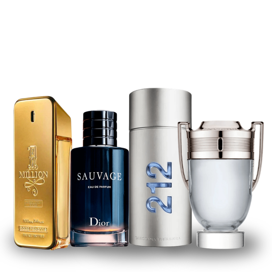 Combo de 4 perfumes Paco Rabanne ONE MILLION, Dior SAUVAGE, Paco Rabanne INVICTUS e 212 Men NYC 100ml
