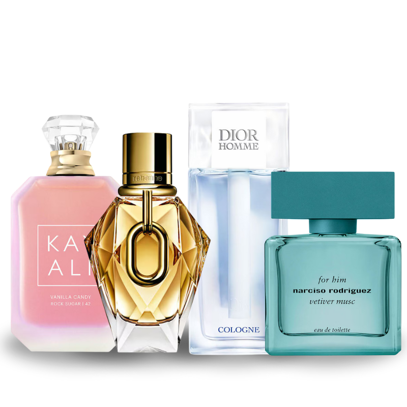Combo de 4 Perfumes KayAli 42, Million Gold, Dior Homme Cologne, Narciso Rodriguez Vetiver Musc 100ml