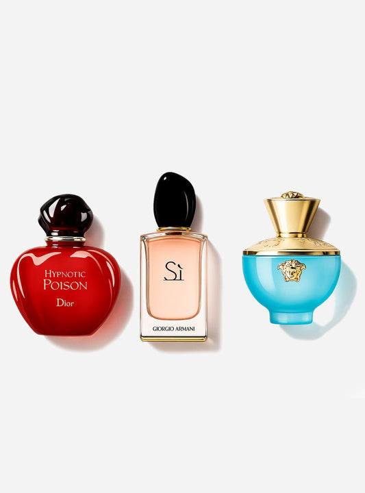 Combo de 3 perfumes Dior HYPNOTIC POISON, Giorgio Armani SÌ e Versace DYLAN TURQUOISE 100ml